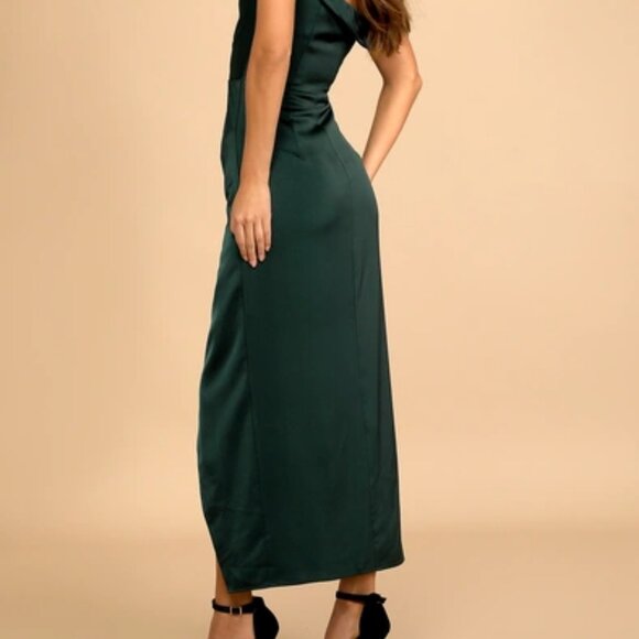 NWT Green Asymmetrical Tulip Midi Dress - Picture 4 of 6